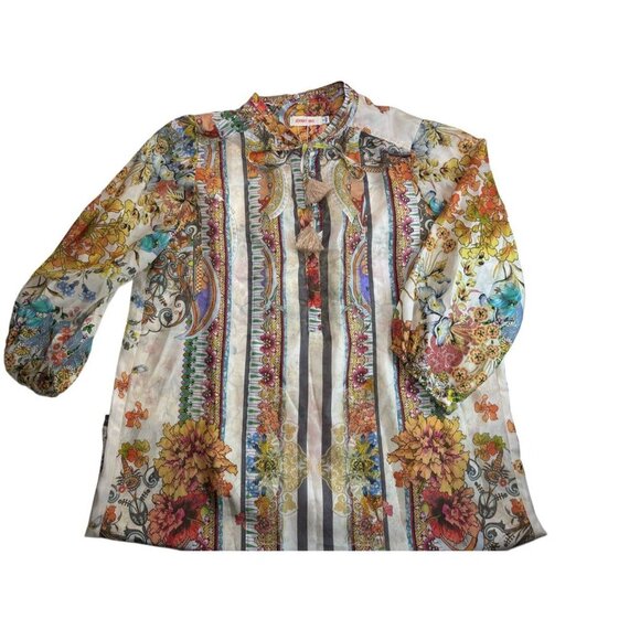 Johnny Was Faye Silk Tunic Boho Bohemian, Size Medium - Picture 1 of 4